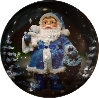 Blue Santa Snow Globe Christmas Decoration PNG