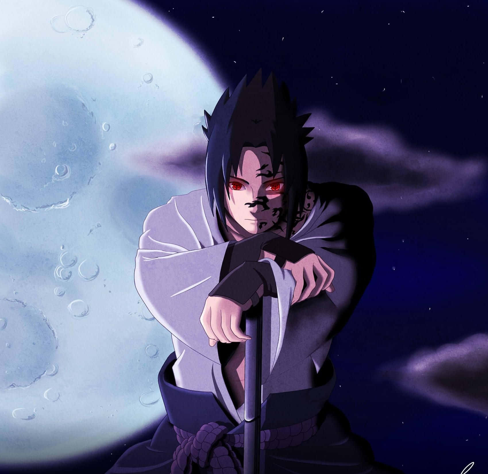 Papelde Parede De Computador Ou Celular: Personagem Sasuke Em Azul Auspicioso. Papel de Parede