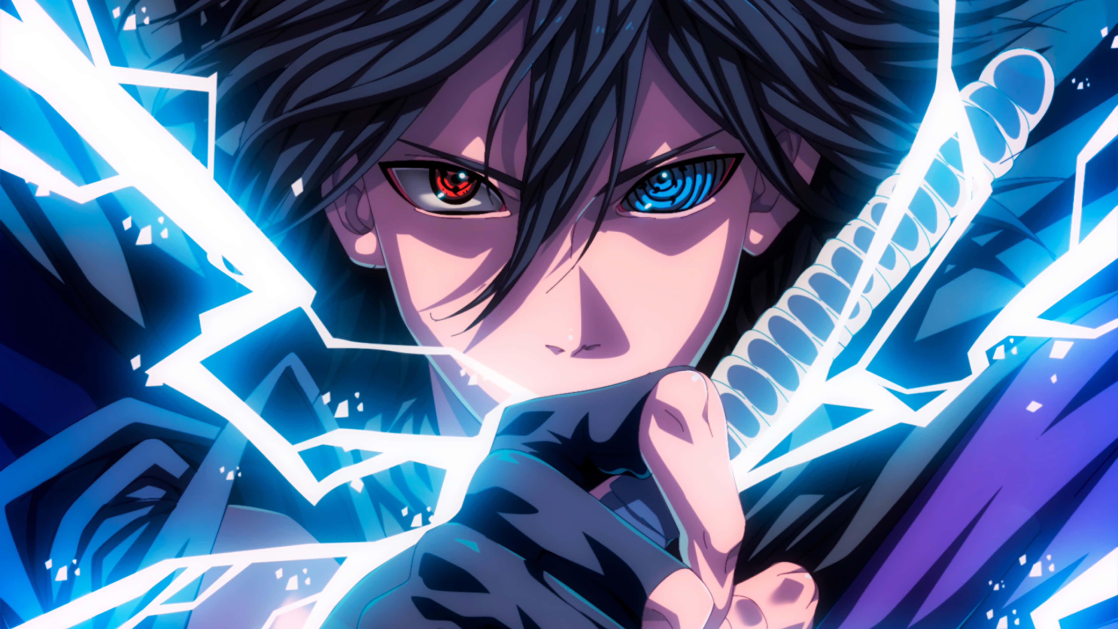Enepisk Bild Av Den Populära Animekaraktären Blue Sasuke. Wallpaper