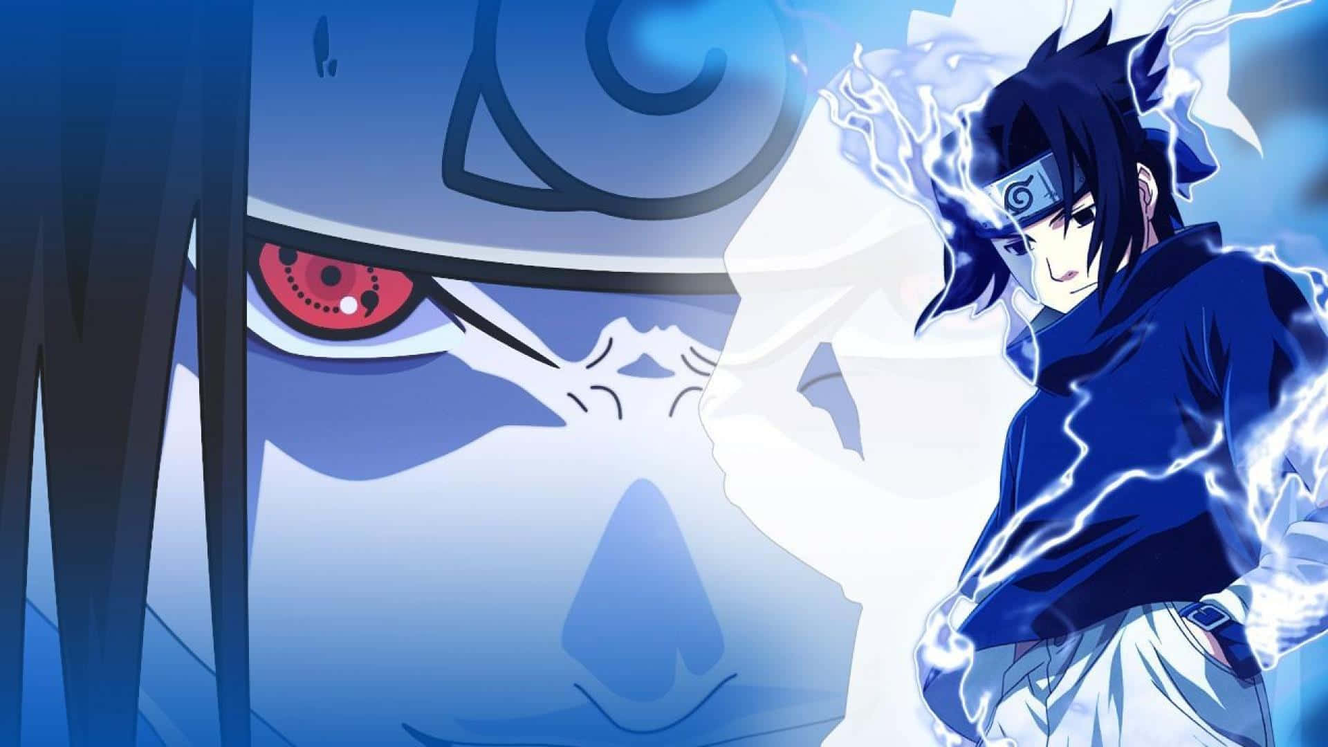 Intensaconcentración De Sasuke En Color Azul Fondo de pantalla