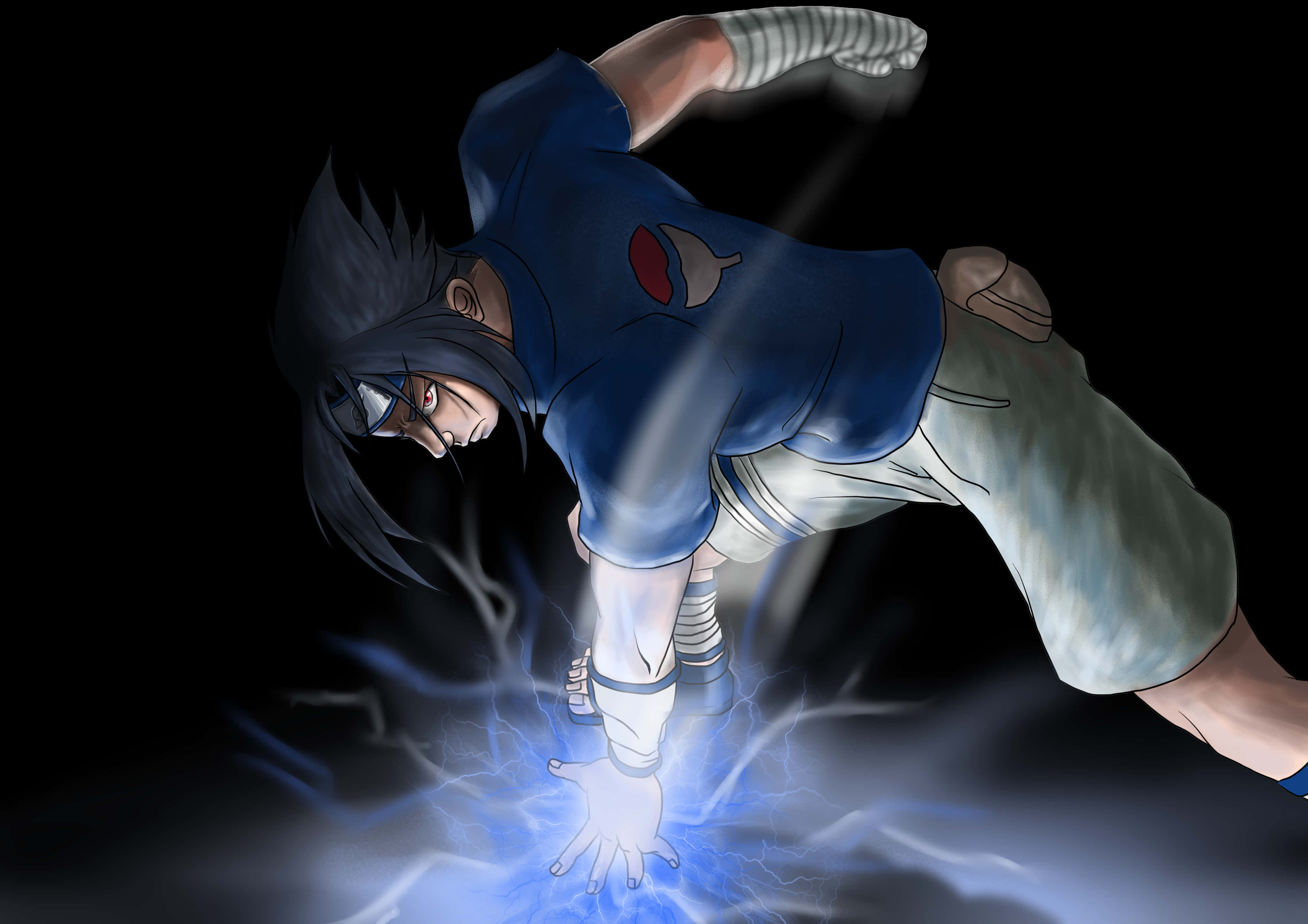Intense: Blue Sasuke is ready for battle Wallpaper