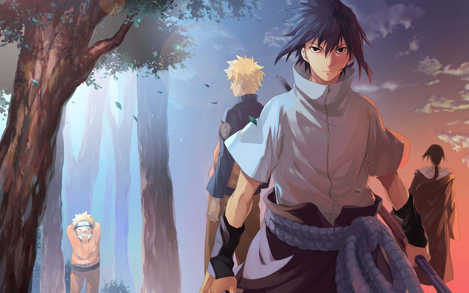 Intense Blå Sasuke fra populær japansk Anime Serie Wallpaper