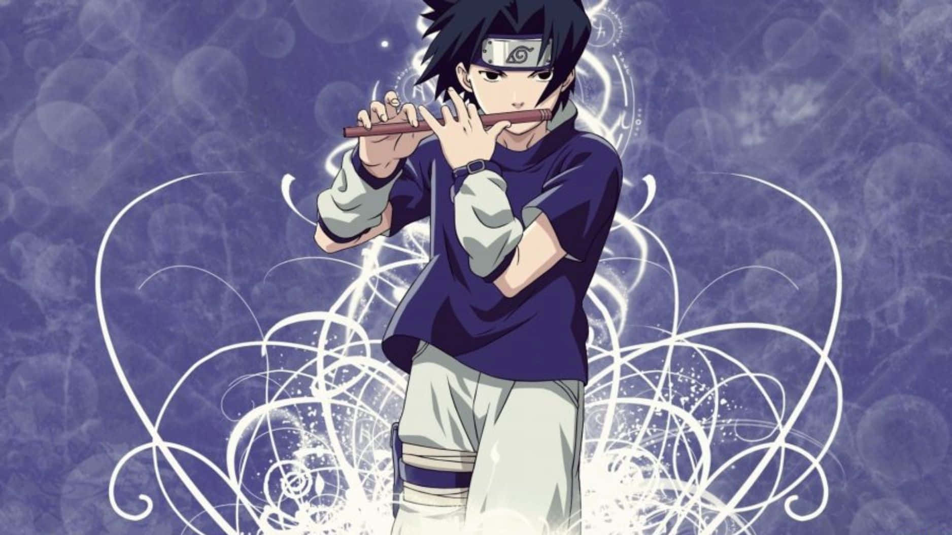 Limitierteausgabe Der Sasuke-figur In Blau Wallpaper