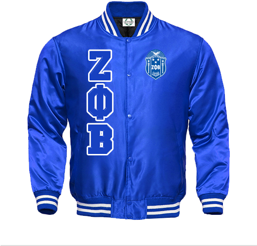 Blue Satin Varsity Jacket PNG