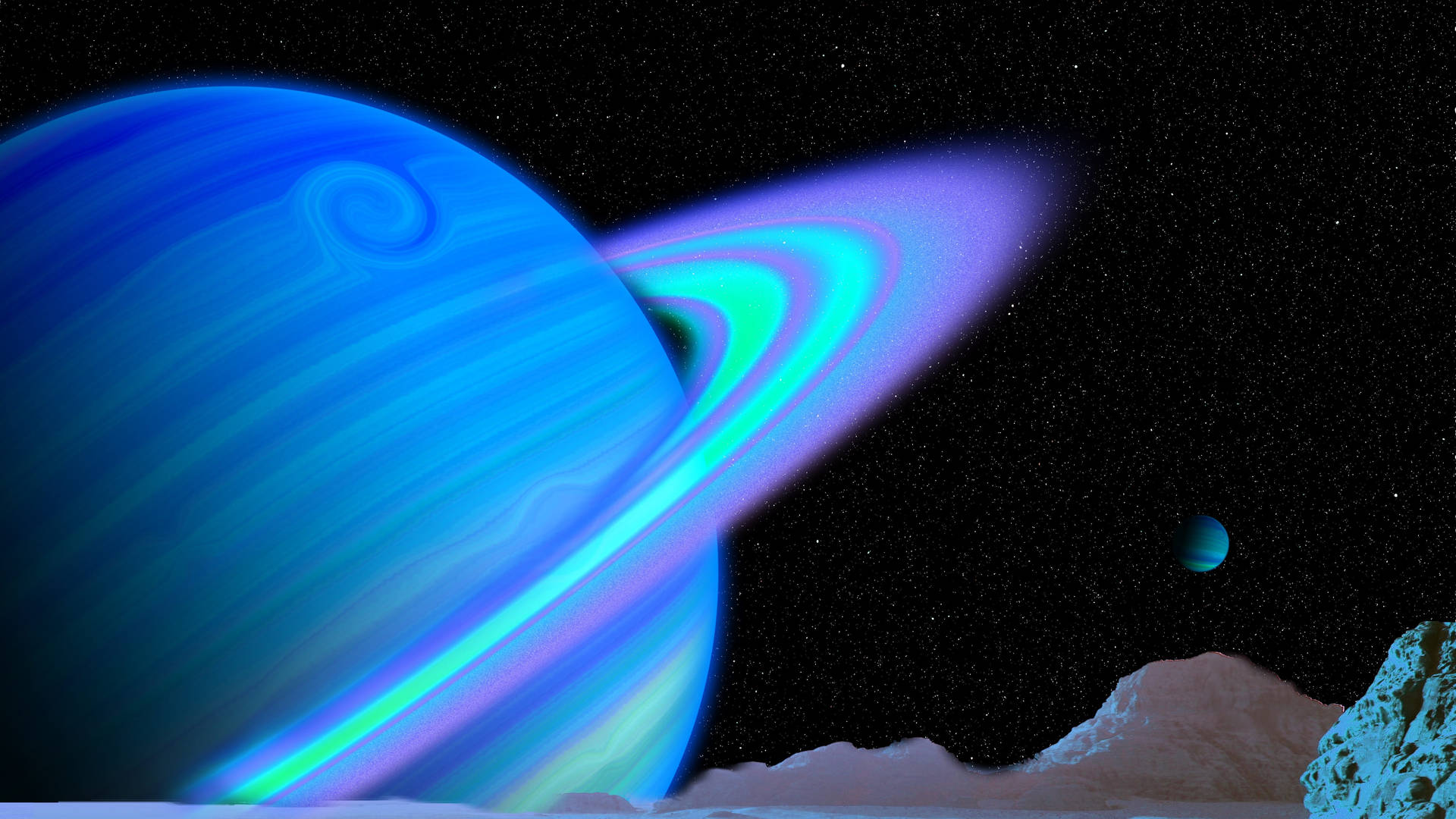 Blue Saturn 4k Wallpaper