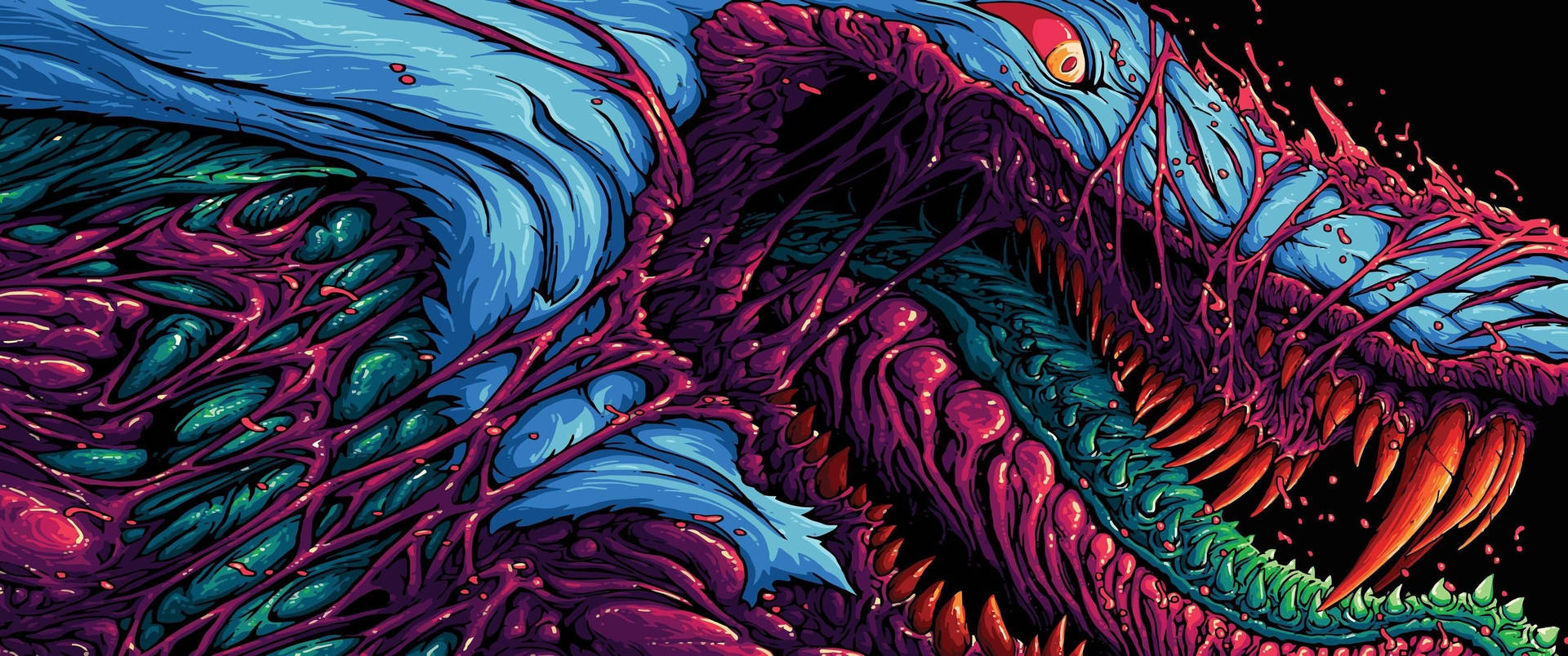 Blue Scaled Demon Dragon Wallpaper