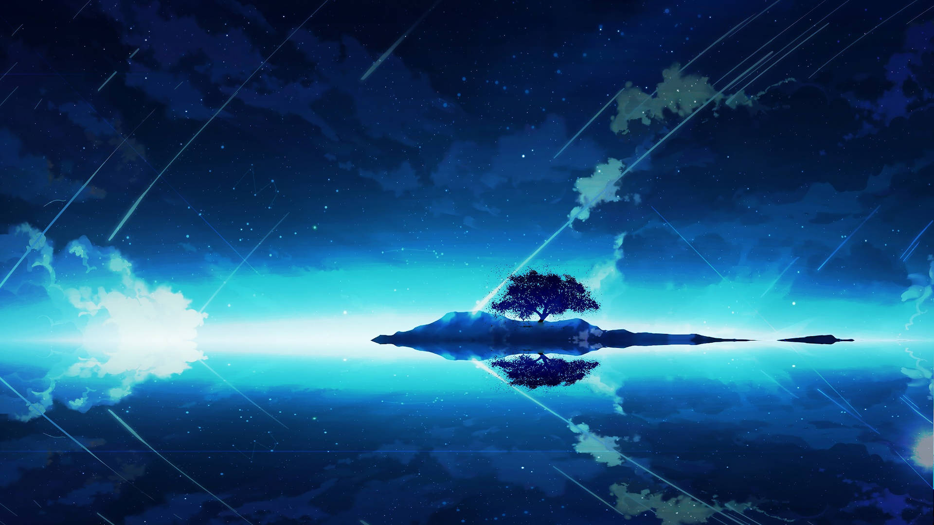 Blue Scenery Anime Night Sky Wallpaper