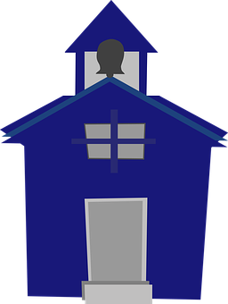 Blue Schoolhouse Graphic PNG