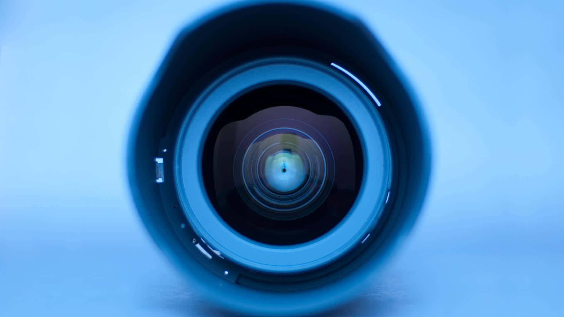 Blue Security Camera Lens Close Up Shot Wallpaper