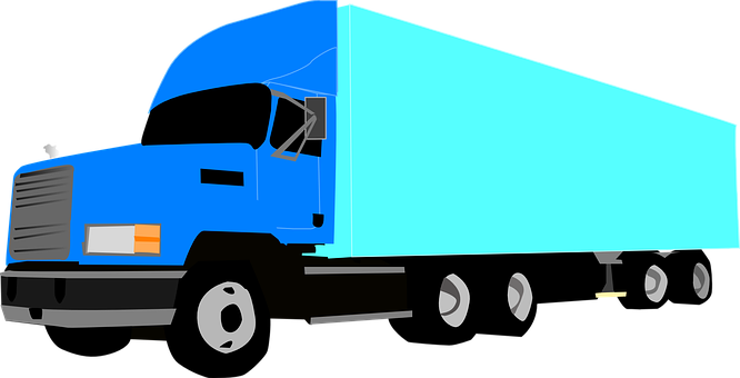 Blue Semi Truck Vector Illustration PNG