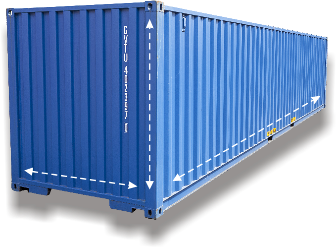 Blue Shipping Container Side View PNG