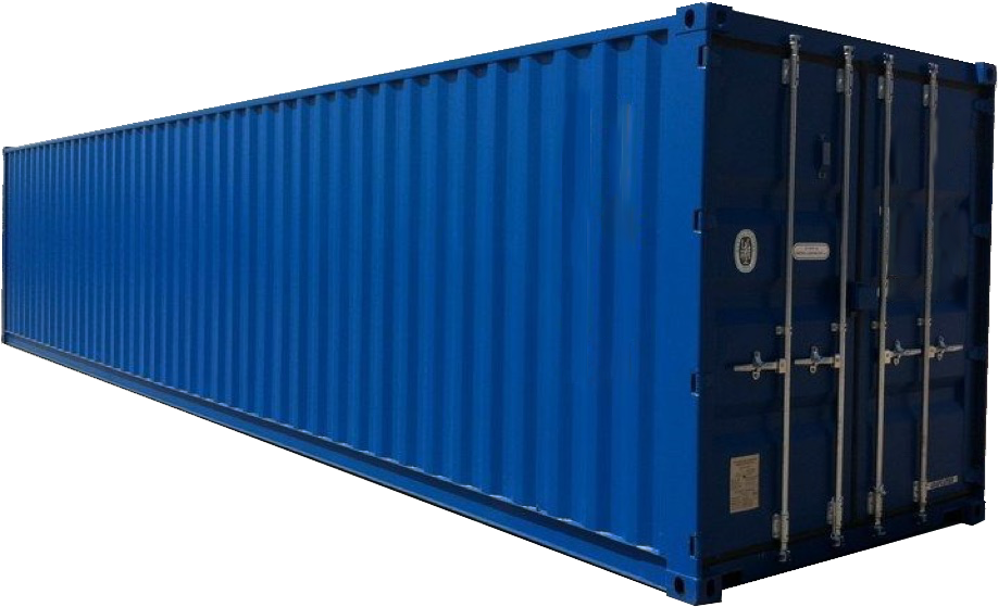 Blue Shipping Container Side View PNG