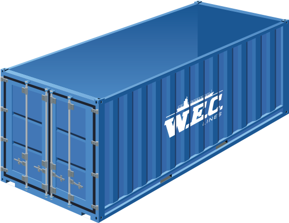 Download Blue Shipping Container W E C Lines | Wallpapers.com