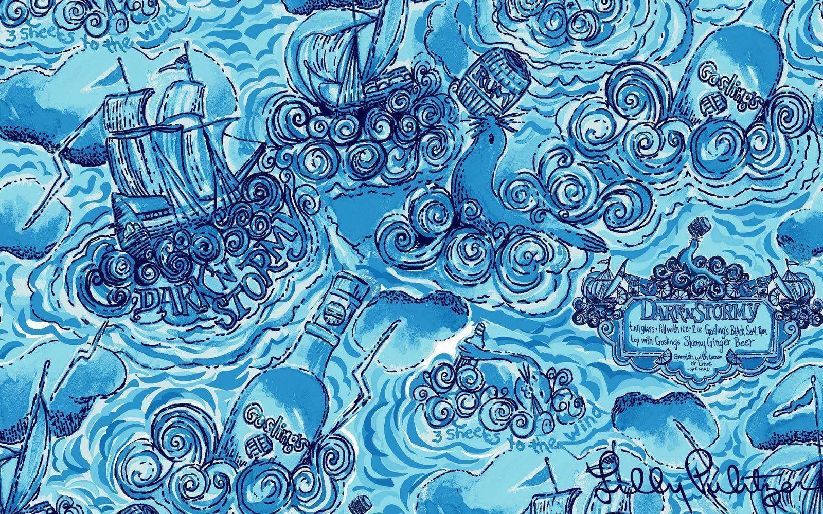 Blue Ships Lilly Pulitzer Desktop Wallpaper