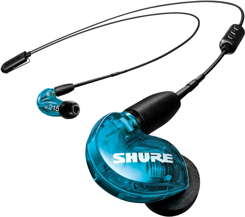 Blue Shure Earbuds S E215 PNG