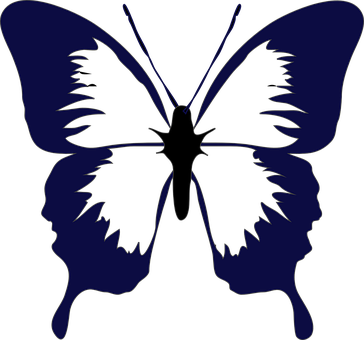 Blue Silhouette Butterfly Faces PNG