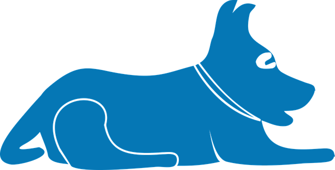 Blue Silhouette Lying Dog PNG
