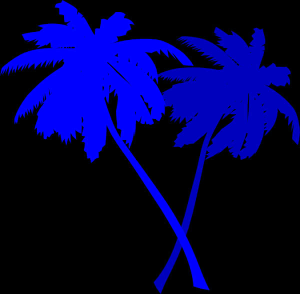 Blue Silhouette Palm Trees PNG