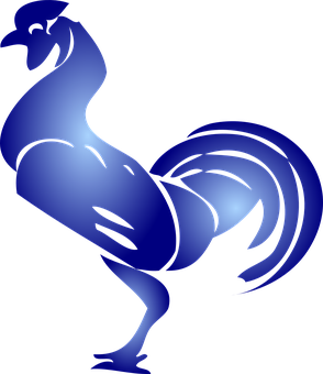 Blue Silhouette Rooster PNG