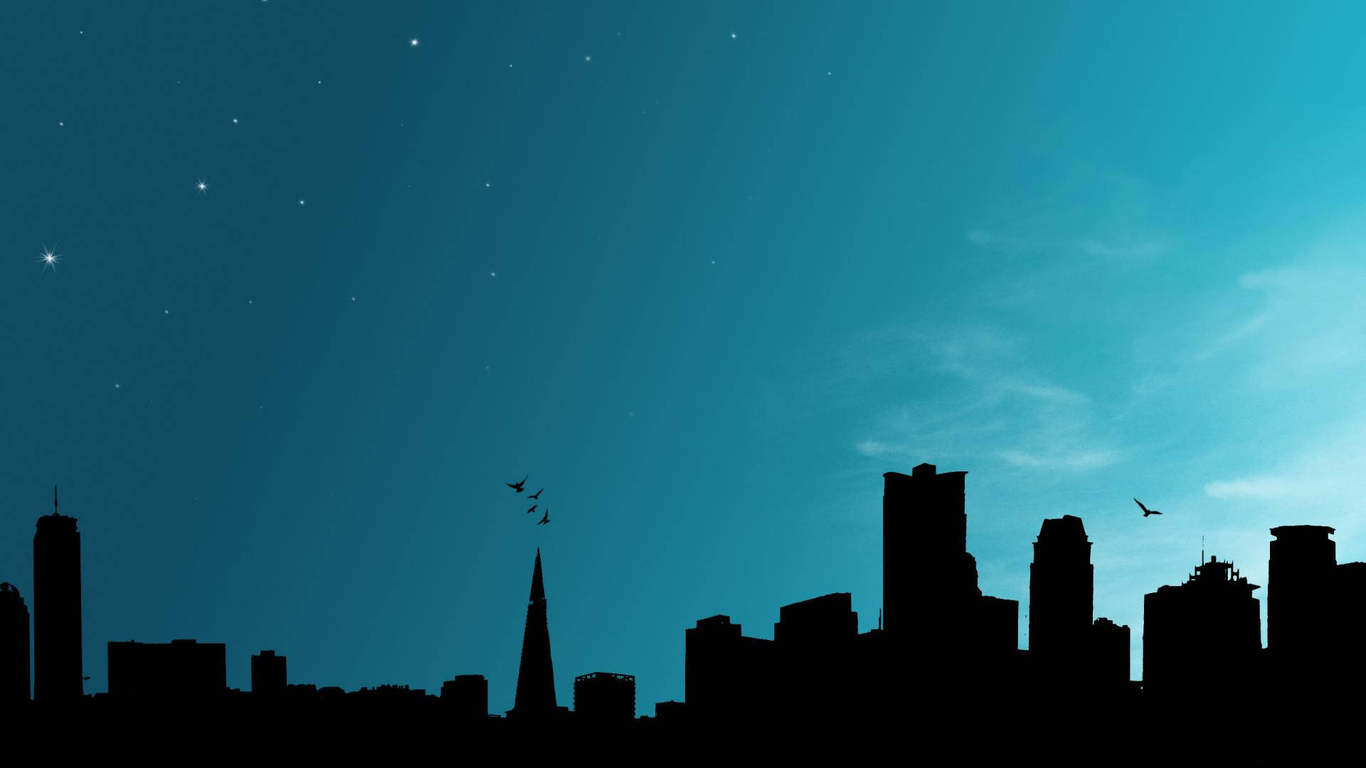 Blue Silhouette Skyline City Background Wallpaper