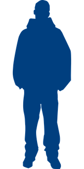 Blue Silhouette Standing Man PNG