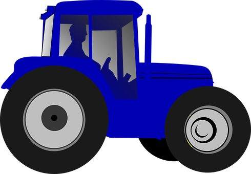 Blue Silhouette Tractor Graphic PNG