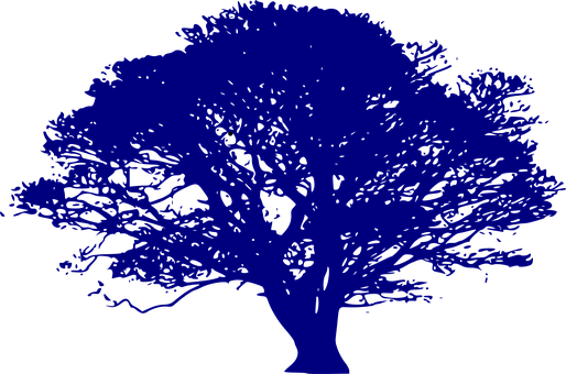 Blue Silhouette Tree Graphic PNG