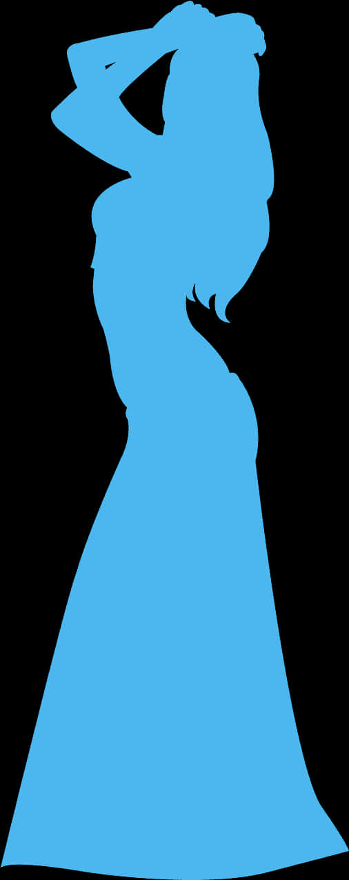Blue Silhouette Woman Posing PNG