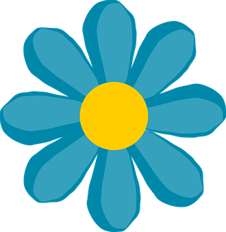 Blue Simple Flower Illustration PNG