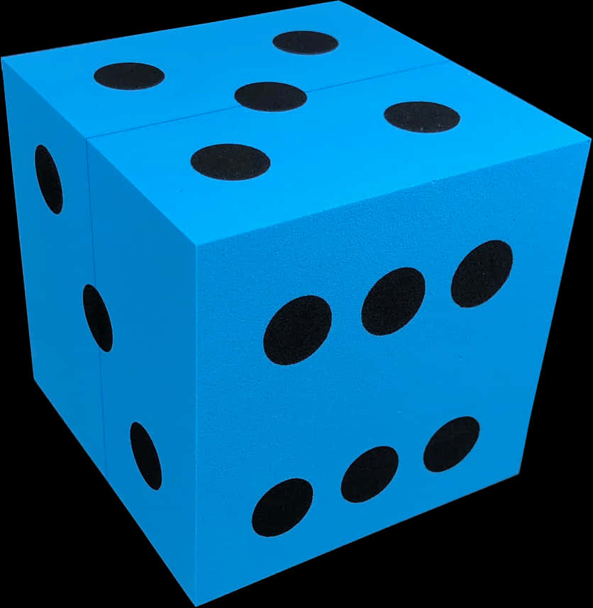 Blue Six Sided Dice Black Dots PNG