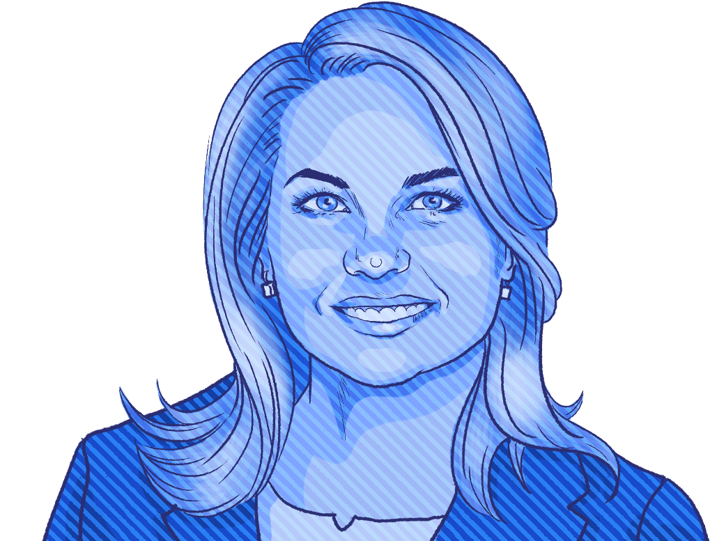 Blue Sketch Portraitof Smiling Woman PNG