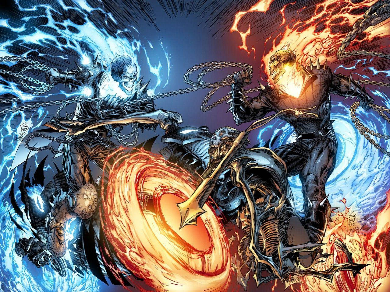 Blue Skull Demon Vs. Ghost Rider Background