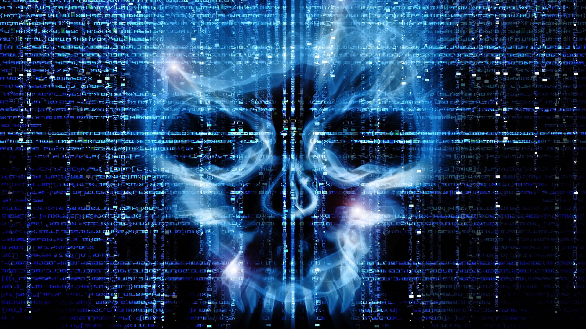 Blue Skull Hacker Logo Wallpaper