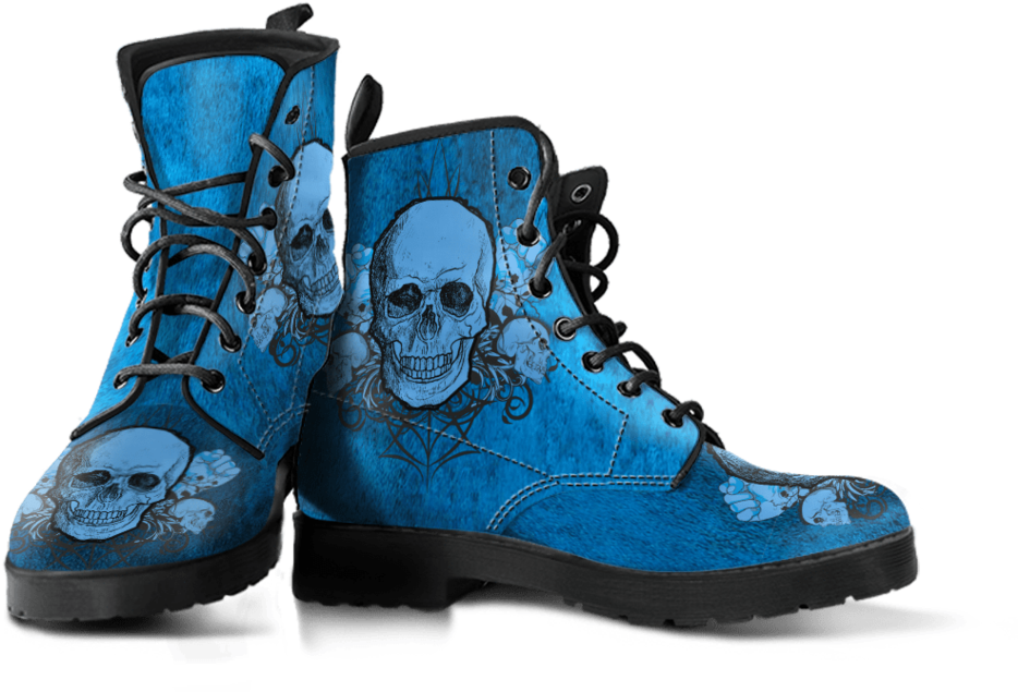 Blue Skull Printed Boots PNG