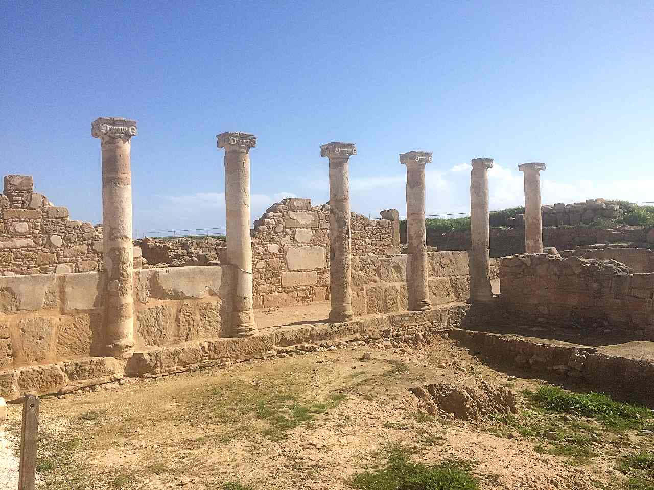 Blue Sky In Archaeological Site Of Nea Paphos Wallpaper