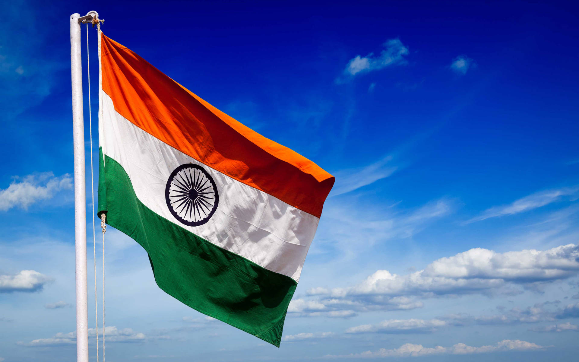 Blue Sky Indian Flag 4k Picture