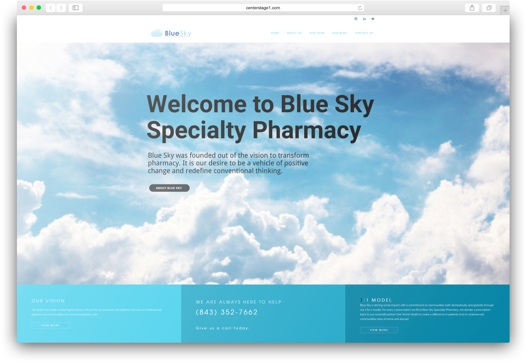 Blue Sky Pharmacy Website Screenshot PNG