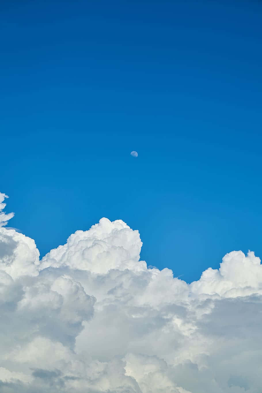 Blue Sky White Clouds Moon Wallpaper
