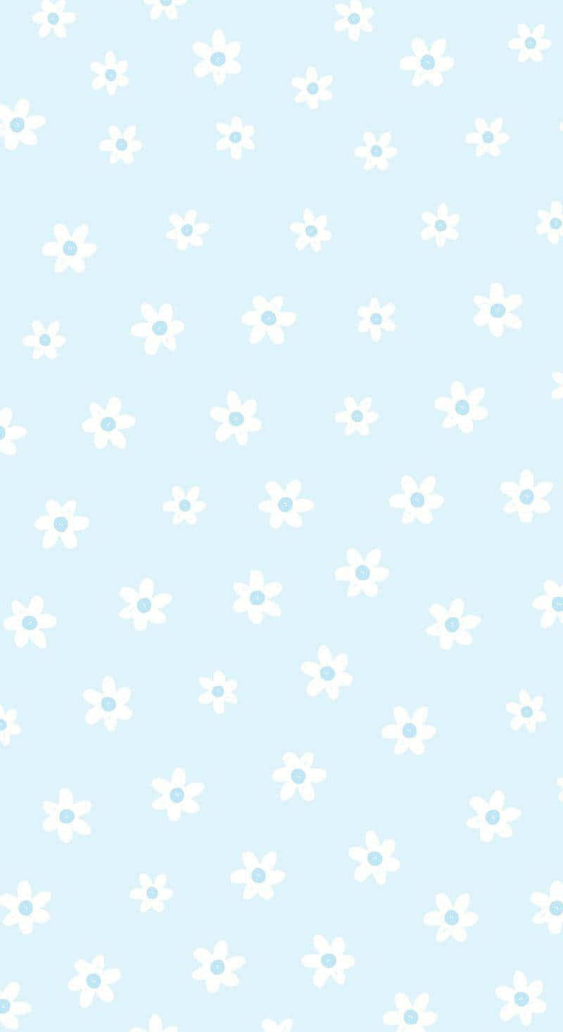 Blue Sky White Daisies Pattern Wallpaper