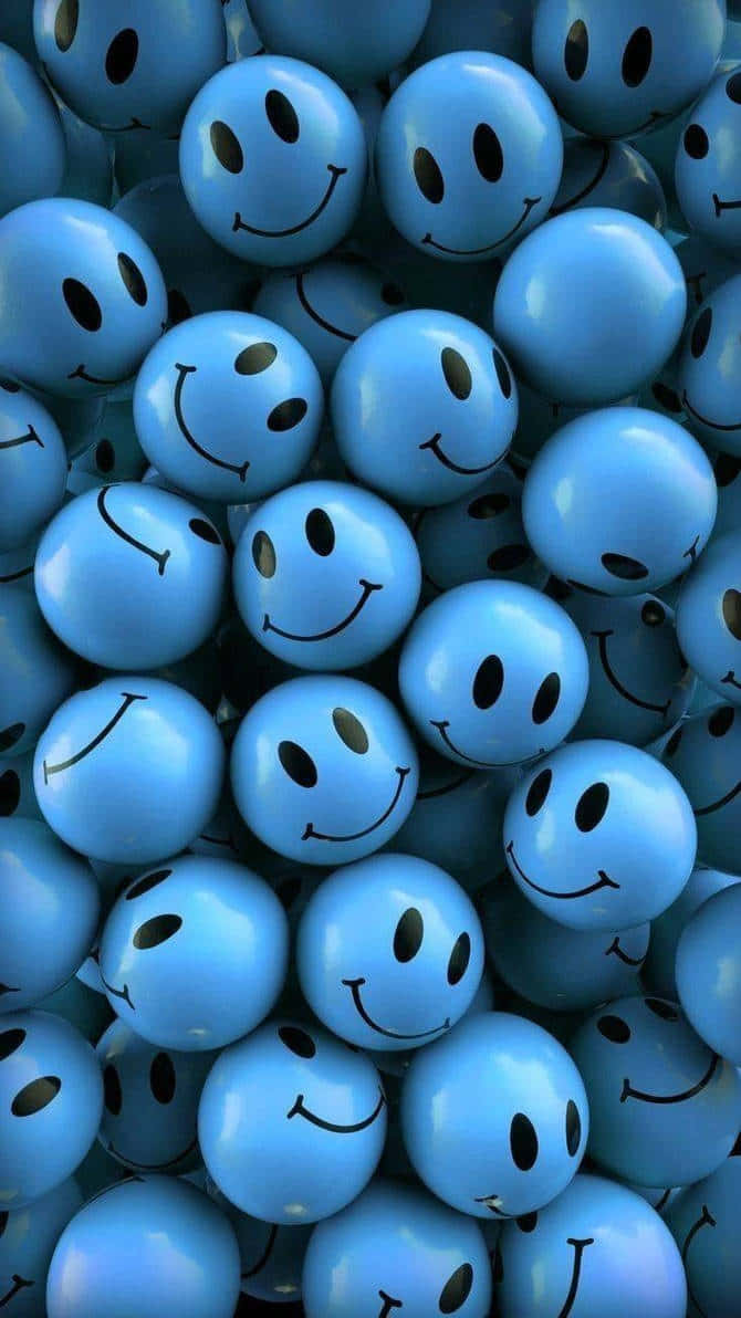 Blue Smiley Face Balls Wallpaper