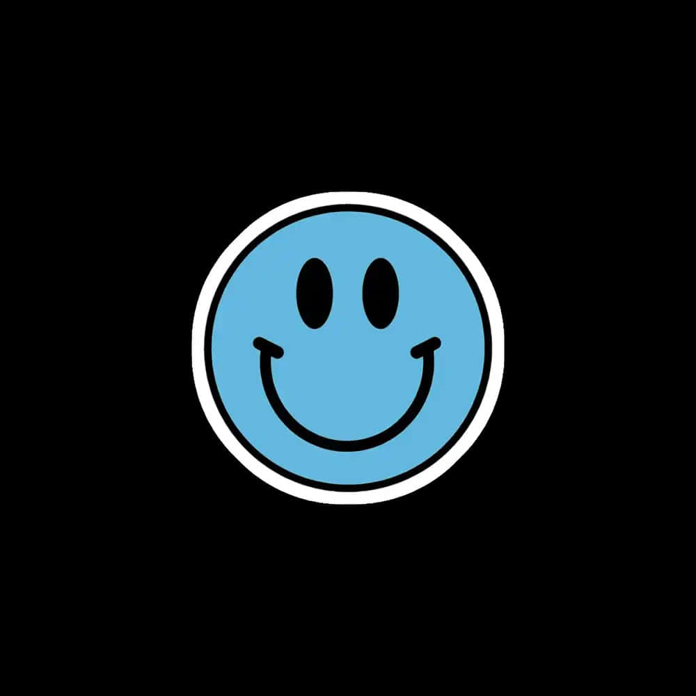 Blue Smiley Face Black Background Wallpaper