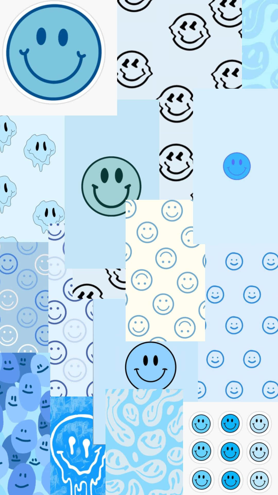 Blue Smiley Face Collage Wallpaper