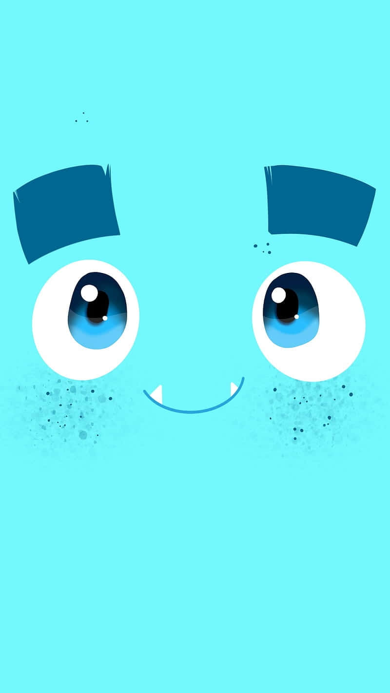Blue Smiley Face Cute Illustration Wallpaper