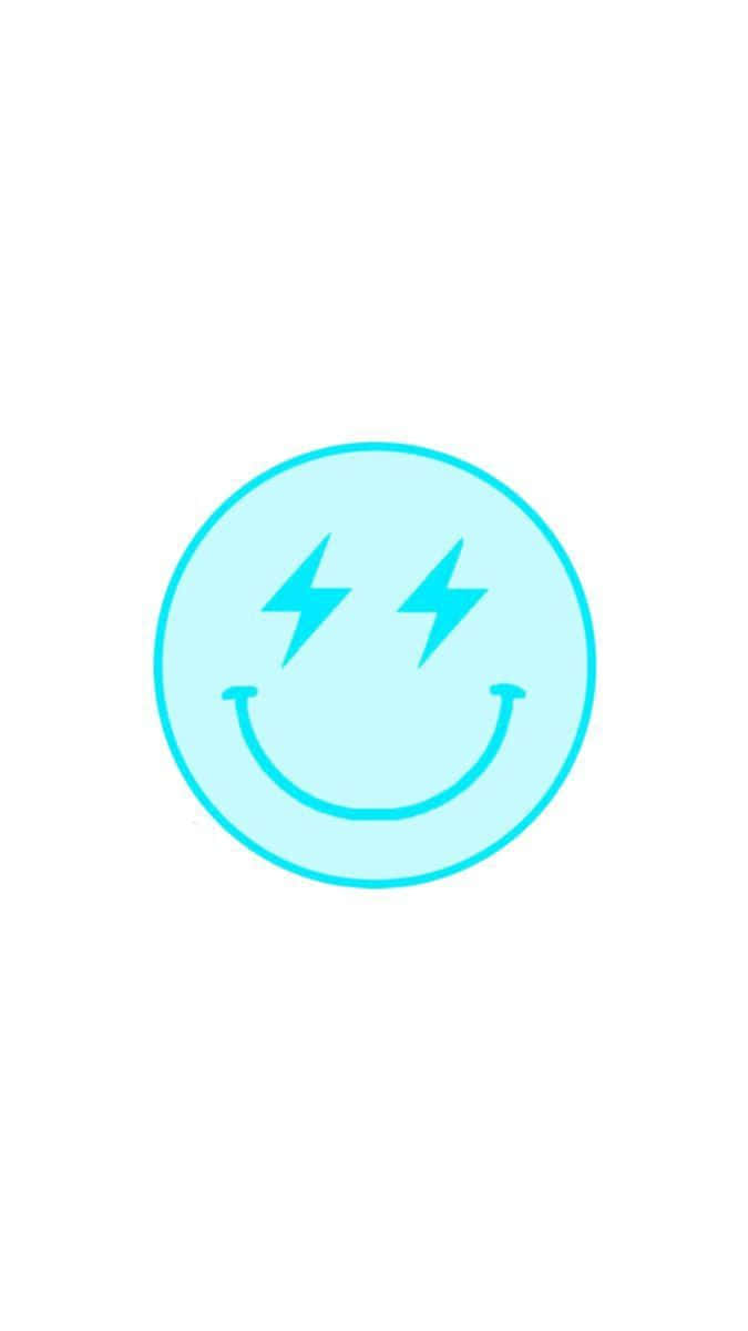 Blue Smiley Face Lightning Eyes Preppy Style Wallpaper