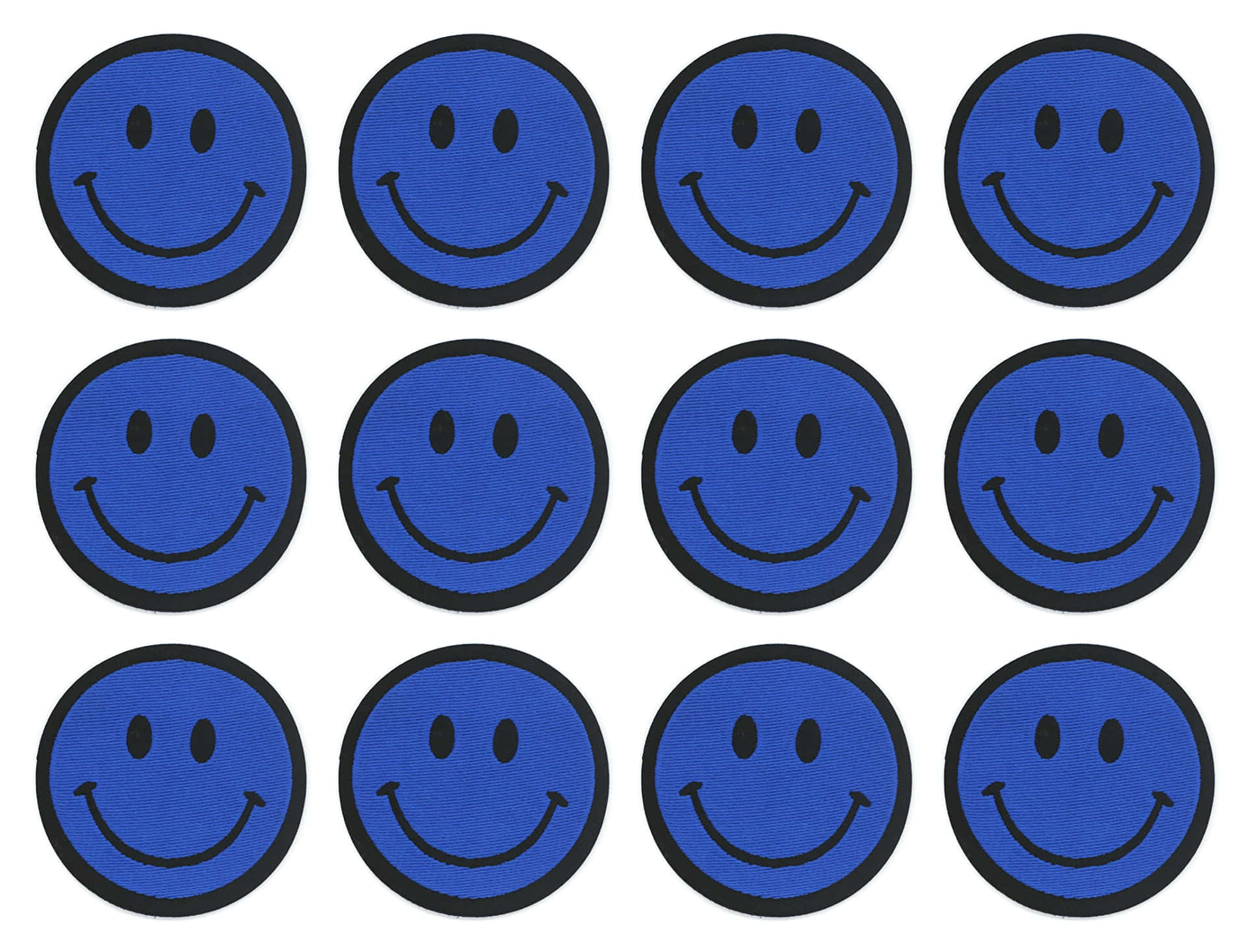 Blue Smiley Face Patches Array Wallpaper