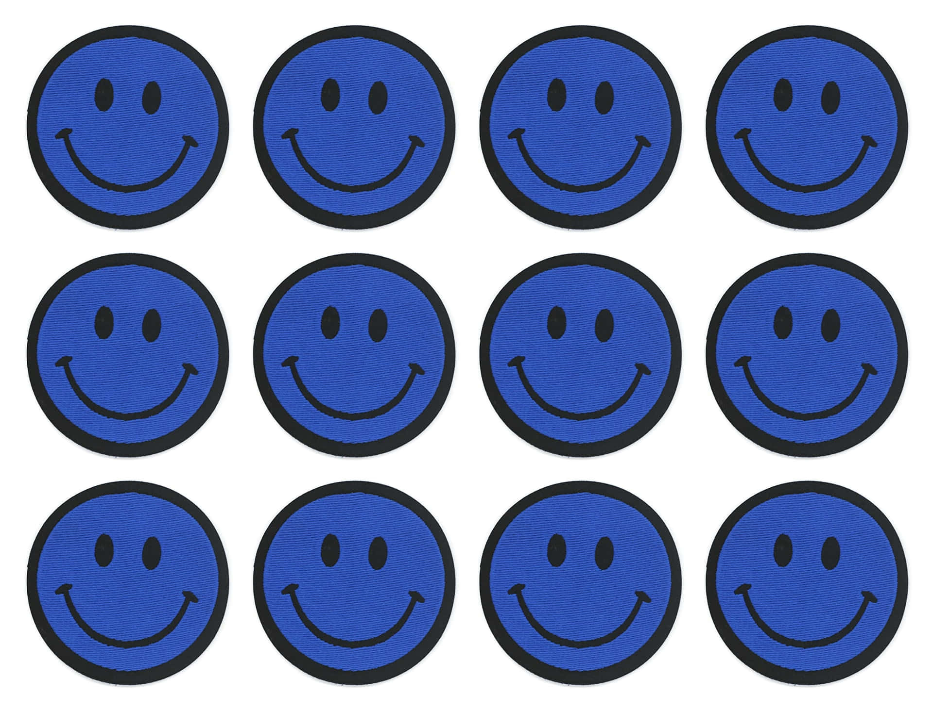 Blue_ Smiley_ Face_ Patches_ Grid Wallpaper