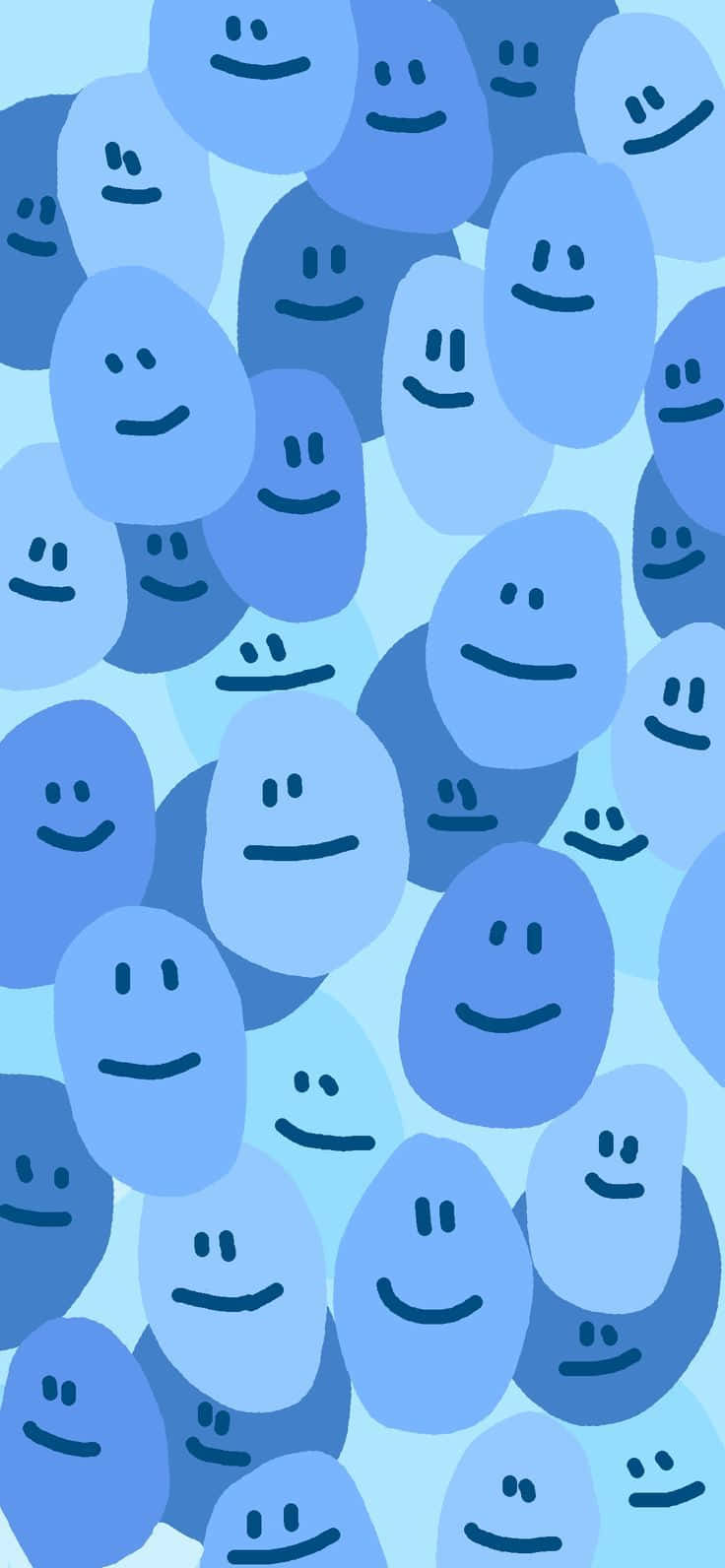 Blue Smiley Face Pattern Background Wallpaper