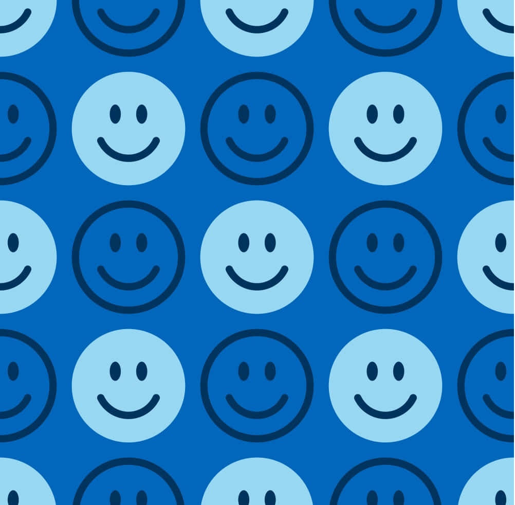Blue Smiley Face Pattern Wallpaper