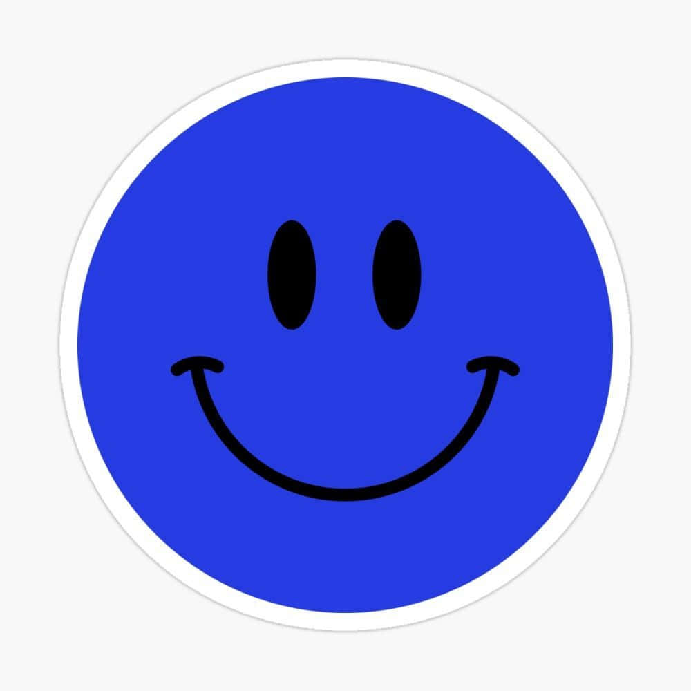 Blue Smiley Face Sticker Wallpaper