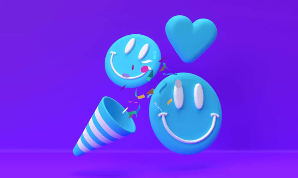 Blue Smiley Faces Celebration Wallpaper